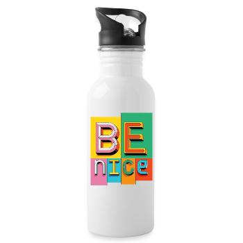Be nice - Trinkflasche mit integriertem Trinkhalm - Weiß - Rechts