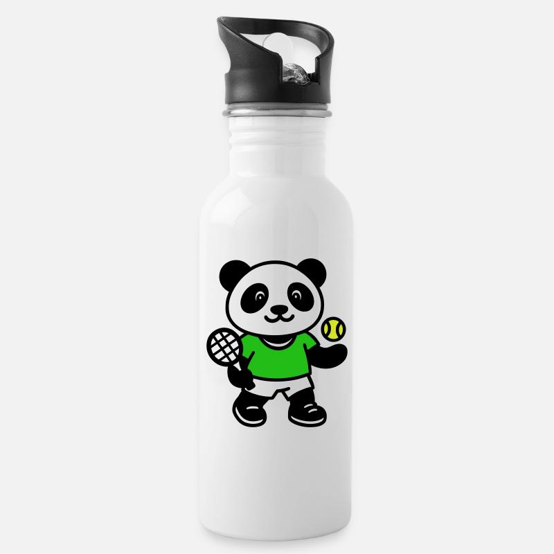 Panda tennis - Gourde avec paille intégrée - blanc