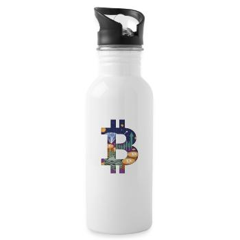 Bitcoin-Universum - Trinkflasche mit integriertem Trinkhalm - Weiß - Rechts