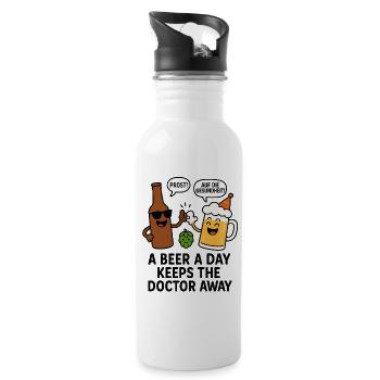 Festive beer and hop charm - Water bottle with straw - white - Right