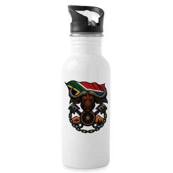 Buffalo Rider – Wild Biker Spirit - Water bottle with straw - white - Right