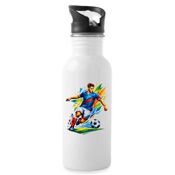 Explosion géométrique du football - Gourde avec paille intégrée - blanc - Droite