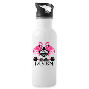 Flamingos Malle Diven Summer Mood Palm Beach 12 - Trinkflasche mit integriertem Trinkhalm - Weiß - Rechts