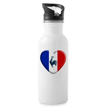 Cœur France coq - Gourde avec paille intégrée - blanc - Droite