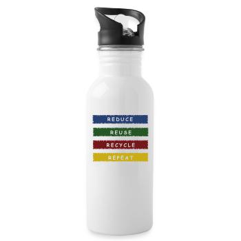 RÉUTILISER RÉUTILISER RECYCLE Protecteur climatique Protection de l'environnement - Gourde avec paille intégrée - blanc - Droite