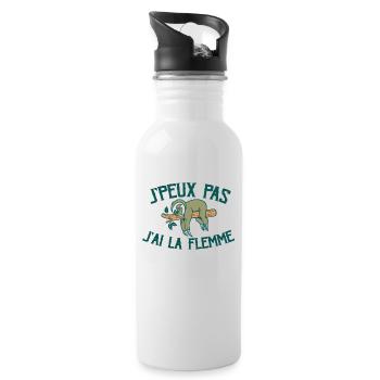Je Peux Pas J'ai La Flemme - Gourde avec paille intégrée - blanc - Droite