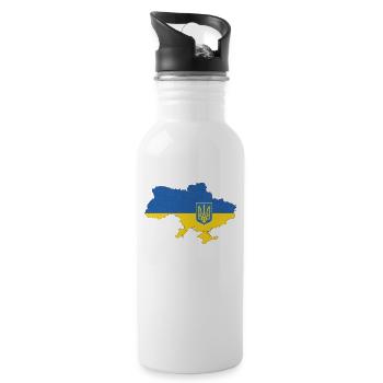 Ukraine - Water bottle with straw - white - Right