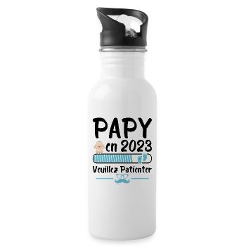 Papy En 2023 Veuillez Patienter - Gourde avec paille intégrée - blanc - Droite