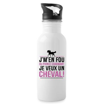 Je M'en Fous Du Prince Charmant Je Veux Un Cheval - Gourde avec paille intégrée - blanc - Droite