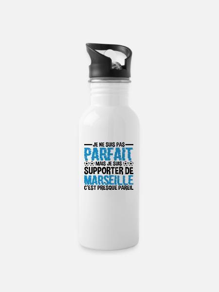 Je Suis Un Supporter De Marseille Parfait OM - Gourde avec paille intégrée - blanc