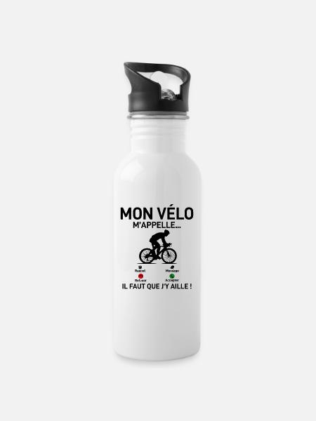 Mon Vélo M'appelle Cadeau Sport Cycliste - Gourde avec paille intégrée - blanc