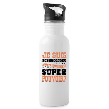 Je Suis Sophrologue Quel Est Ton Super Pouvoir - Gourde avec paille intégrée - blanc - Droite