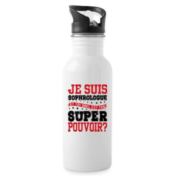 Je Suis Sophrologue Quel Est Ton Super Pouvoir - Gourde avec paille intégrée - blanc - Droite