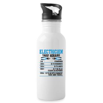 Le Tarif Horaire D'un Électricien - Gourde avec paille intégrée - blanc - Droite