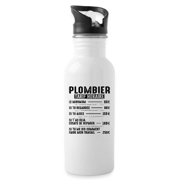 Le Tarif Horaire D'un Plombier - Gourde avec paille intégrée - blanc - Droite