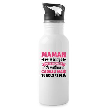 Maman Anniversaire Cadeau Fête Des Mères Noël Mama - Gourde avec paille intégrée - blanc - Droite