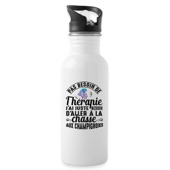 Ma Thérapie C'est La Chasse Aux Champignons Cadeau - Gourde avec paille intégrée - blanc - Droite