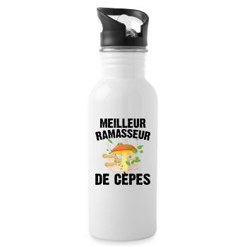 Meilleur Ramasseur De Cèpes Champignon Cadeau Cèpe - Gourde avec paille intégrée - blanc - Droite