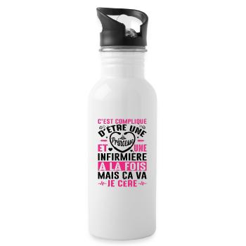 Infirmière Princesse Cadeau Anniversaire Médecine - Gourde avec paille intégrée - blanc - Droite