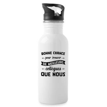 Job Travail Bureau Humour Idée Cadeau Retraite Ami - Gourde avec paille intégrée - blanc - Droite