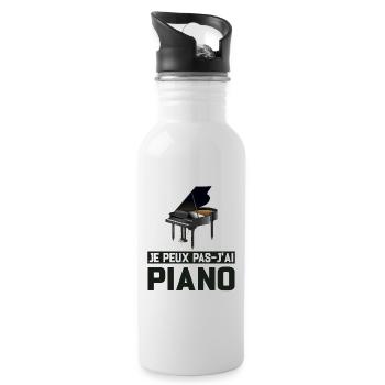 Je Peux Pas J'ai Piano Idée Cadeau Anniversaire - Gourde avec paille intégrée - blanc - Droite