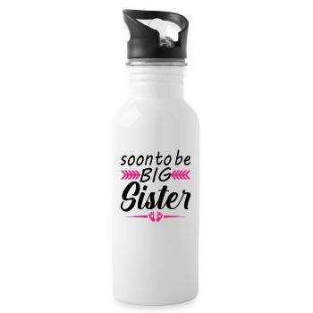 Bald Große Schwester Schwangere Mutter Schwangerschaft - Trinkflasche mit integriertem Trinkhalm - Weiß - Rechts