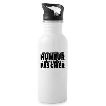 Je Suis De Bonne Humeur Alors Faites Pas Chier - Gourde avec paille intégrée - blanc - Droite