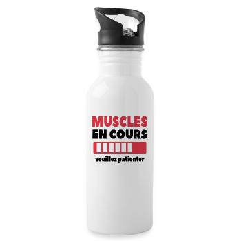 Muscles En Cours Veuillez Patienter - Gourde avec paille intégrée - blanc - Droite