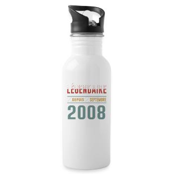 Légendaire Depuis Septembre 2008 Anniversaire - Gourde avec paille intégrée - blanc - Droite