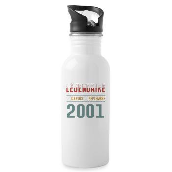 Légendaire Depuis Septembre 2001 Anniversaire - Gourde avec paille intégrée - blanc - Droite