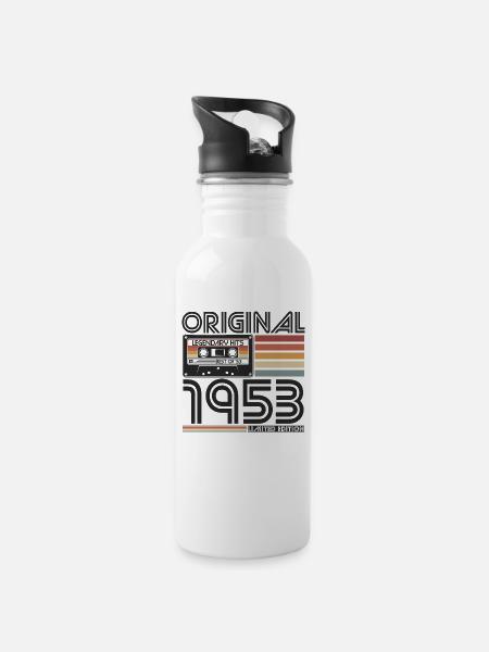 1953 Born Vintage Retro Birthday - Water bottle with straw - white