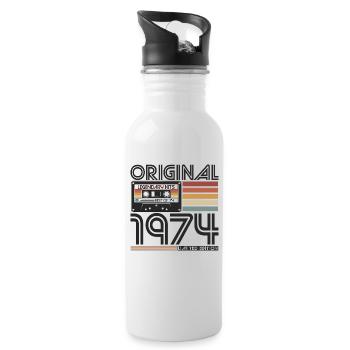 1974 Naissance vintage rétro anniversaire - Gourde avec paille intégrée - blanc - Droite