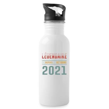 Légendaire Depuis Octobre 2021 Anniversaire - Gourde avec paille intégrée - blanc - Droite