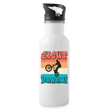 8 Anniversaire BMX 8 ans Cadeau - Gourde avec paille intégrée - blanc - Droite