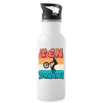10 Birthday Bmx 10 Years Gift - Water bottle with straw - white - Right