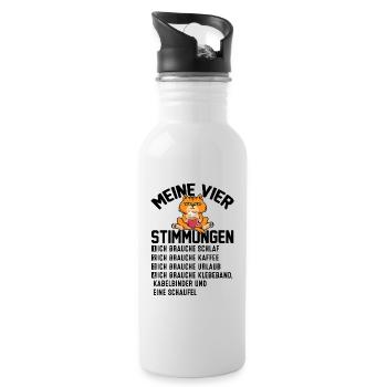 Meine Vier Stimmungen - Trinkflasche mit integriertem Trinkhalm - Weiß - Rechts