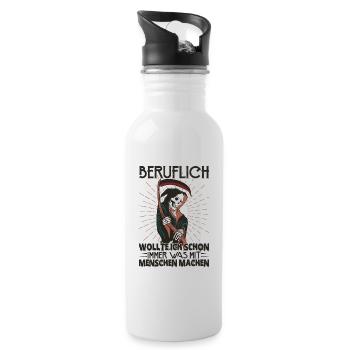 Wollte Etwas Mit Den Menschen Machen - Trinkflasche mit integriertem Trinkhalm - Weiß - Rechts