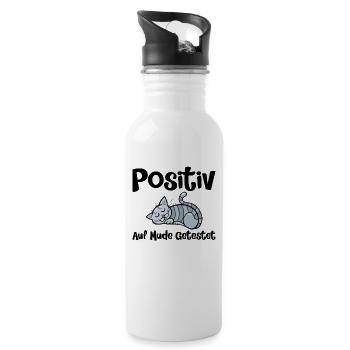 Positiv Auf Müde Getestet - Trinkflasche mit integriertem Trinkhalm - Weiß - Rechts