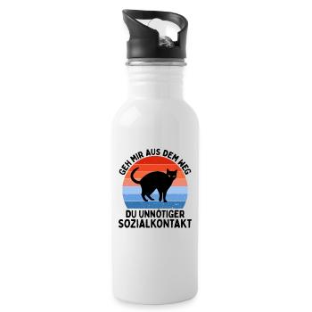 Geh Mir Aus Dem Weg Du Unnötiger Sozialkontakt - Trinkflasche mit integriertem Trinkhalm - Weiß - Rechts