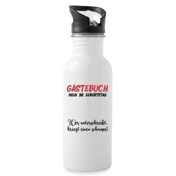 30th Birthday Fun Party Guest Book Funny Gift - Trinkflasche mit integriertem Trinkhalm - Weiß - Rechts