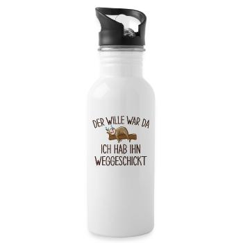 Der Wille War Da Ich Habe Ihn Weggeschickt - Trinkflasche mit integriertem Trinkhalm - Weiß - Rechts