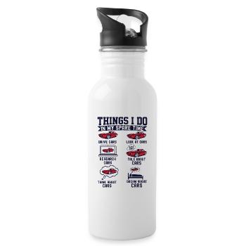 Dinge, die ich in meiner Freizeit mache Lustiger Auto-Enthusiast - Trinkflasche mit integriertem Trinkhalm - Weiß - Rechts
