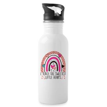 I Teach The Sweetest Hearts Rainbow Teacher - Water bottle with straw - white - Right