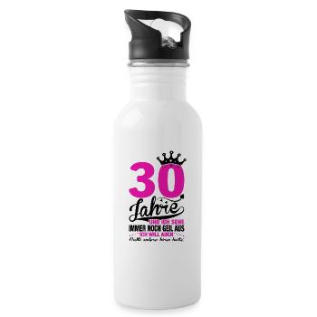 Ladies 30th Birthday Cute Birthday Slogan 30 Years - Trinkflasche mit integriertem Trinkhalm - Weiß - Rechts