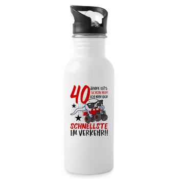 Die Legende Wird 40 Jahre 40s Birthday - Trinkflasche mit integriertem Trinkhalm - Weiß - Rechts