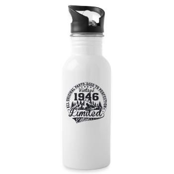 Born 1946 All original pieces Retro gift - Water bottle with straw - white - Right