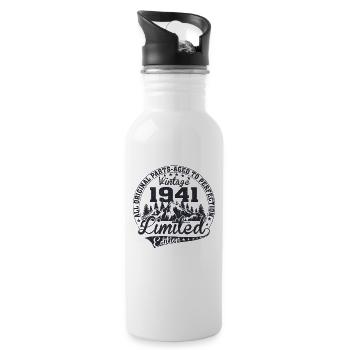 Born 1941 All original pieces Retro gift - Water bottle with straw - white - Right