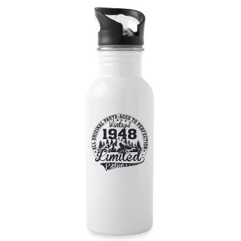 Born 1948 All original pieces Retro gift - Water bottle with straw - white - Right