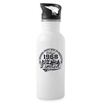 Born 1968 All original pieces Retro gift - Water bottle with straw - white - Right