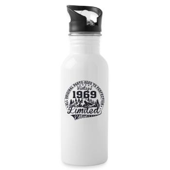 Vintage 1969 All original pieces retro gift - Water bottle with straw - white - Right
